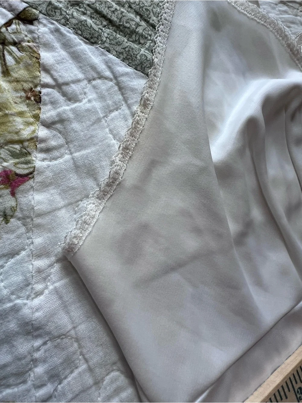 VTG Warner's White Lace Trim Full Slip Dress Side Slit Bow Cami Nightgown 42 XL